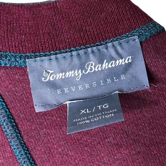 Tommy Bahama Reversible Sweater Pullover Cotton Henley Teal Burgundy Men’s XL - Picture 4 of 13